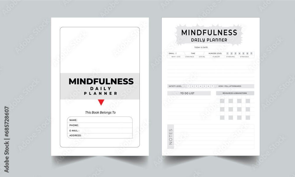 Mindfulness Daily Journal Planner With Cover page layout template design. Mindfulness Daily Journal Planner With Cover page layout template design.