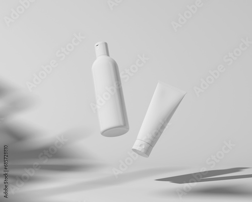 Flying cosmetic packages mockup