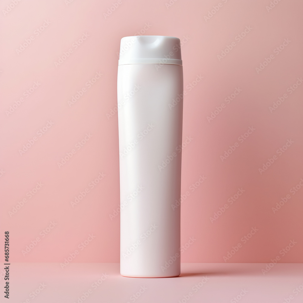 white plastic bottle for cream tube light pink background. white plastic bottle for cream tube light pink background.