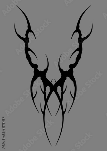 Cyber sigilism design. Neo tribal gothic style tattoo.