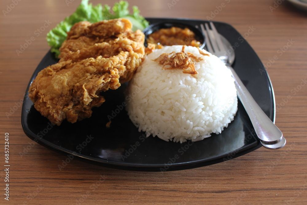 white rice and grilled chicken with ready-to-eat fresh vegetables white rice and grilled chicken with ready-to-eat fresh vegetables