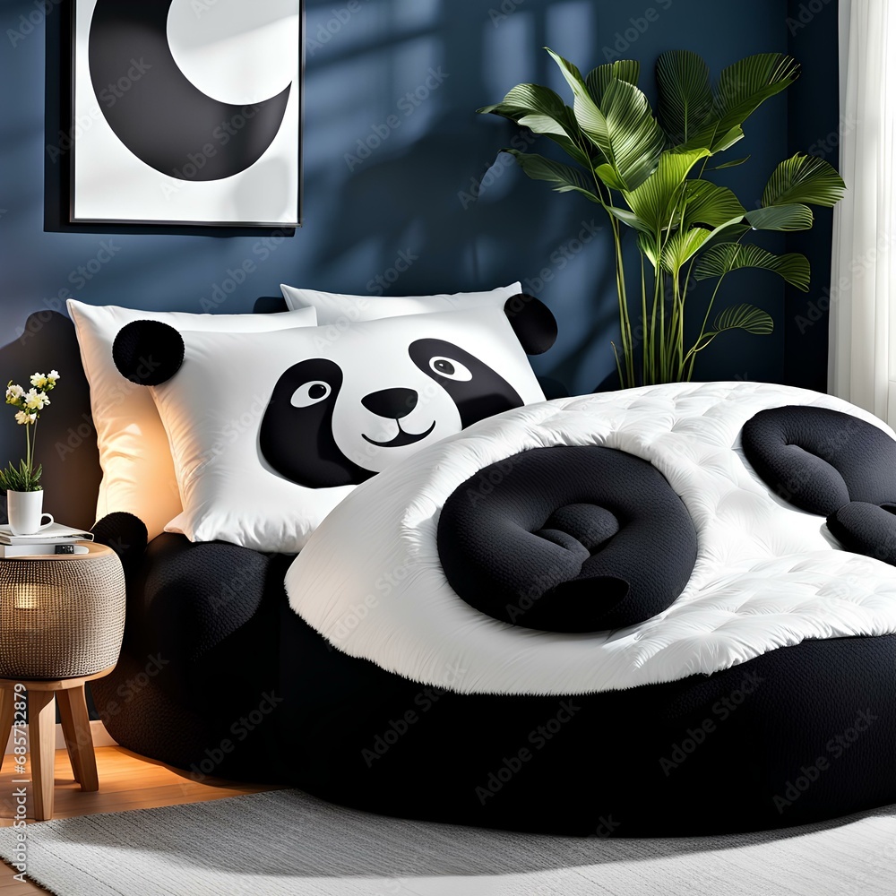 cozy bedroom with a nest like bed made from soft foam resembling a