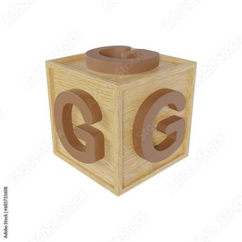 Wooden Letter G Block Font 3d illustration photo