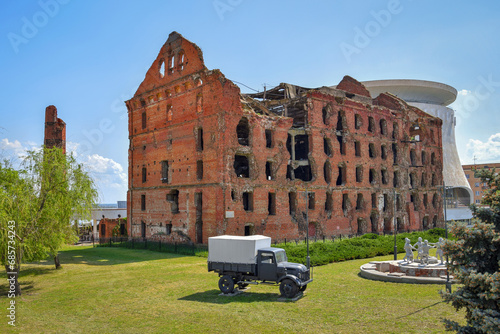 Ruins of the Gerhardt mill in Volgograd city photo