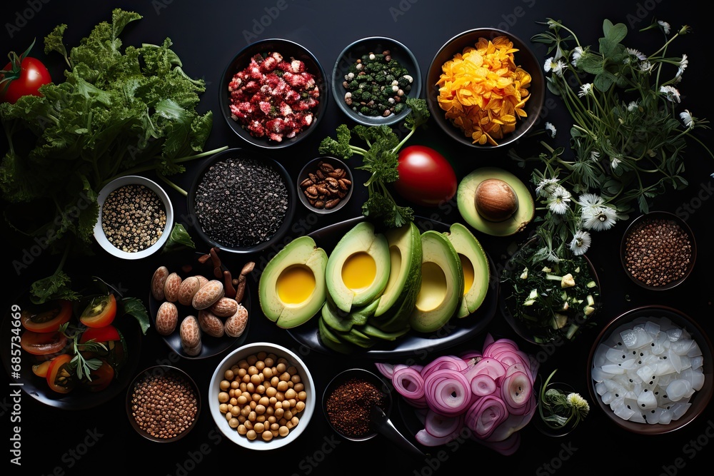 Assorted Vegetables on Dark Wood Surface