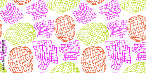 seamless pattern with neon mesh in vector. imitation of a volumetric 3D object. objects for the design wallpaper background prints product packaging website application.