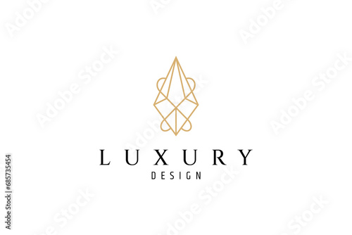 Luxurious jewelry with line art style logo icon design template.
