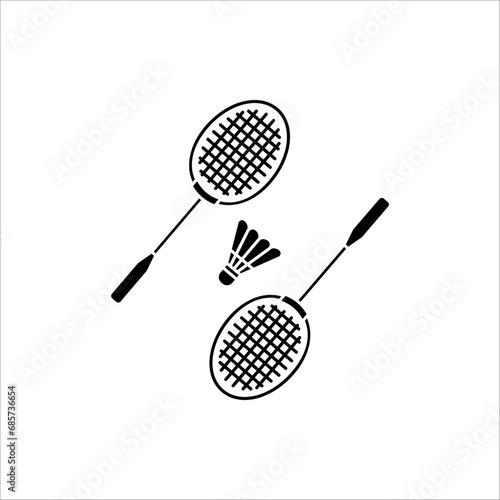 badminton icon. badminton racquets with shuttlecock line art vector icon for sports apps and websites.