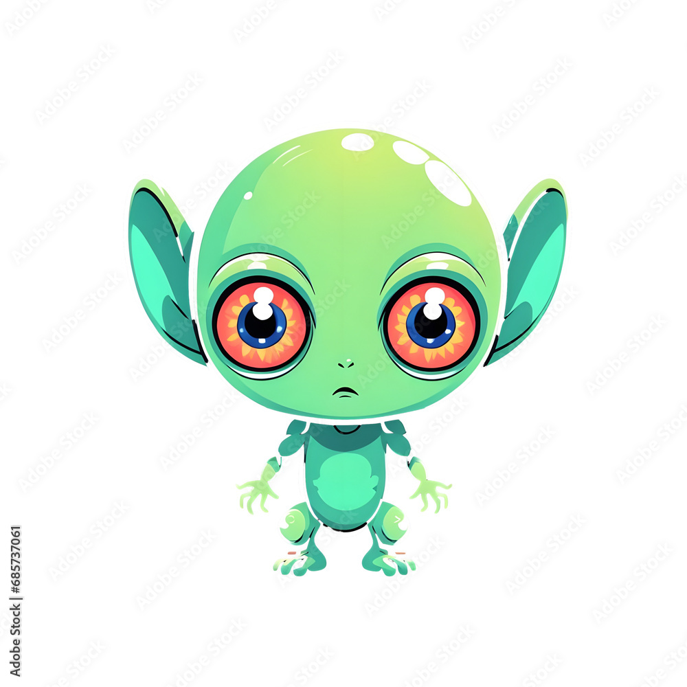 An alien with big eyes illustration vector, white background An alien with big eyes illustration vector, white background