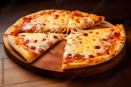 Closeup view of tasty pizza. Generative AI