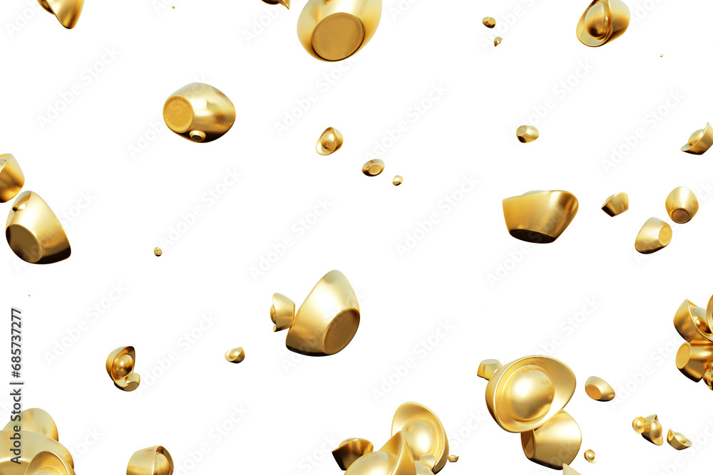 falling coins in transparent background