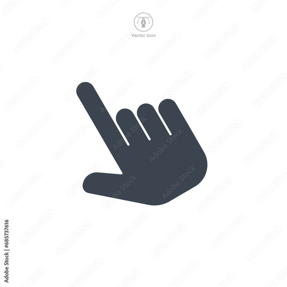 Hand clicking. Finger cursor Icon symbol vector illustration isolated on white background Hand clicking. Finger cursor Icon symbol vector illustration isolated on white background