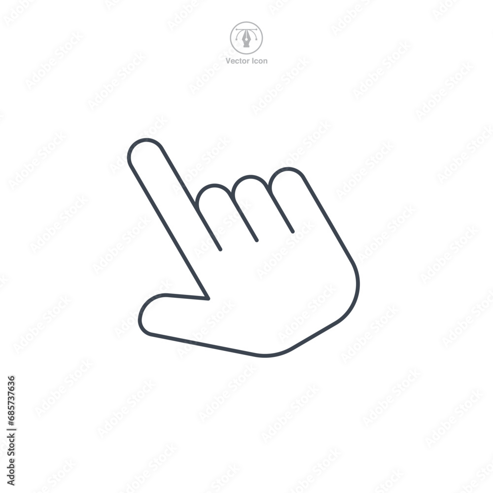 Hand clicking. Finger cursor Icon symbol vector illustration isolated on white background Hand clicking. Finger cursor Icon symbol vector illustration isolated on white background