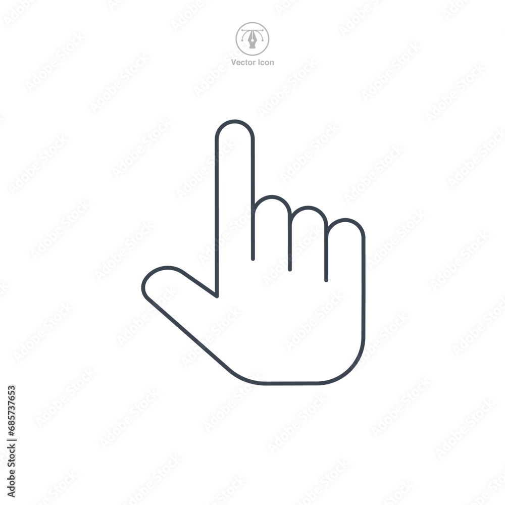Hand clicking. Finger cursor Icon symbol vector illustration isolated on white background Hand clicking. Finger cursor Icon symbol vector illustration isolated on white background