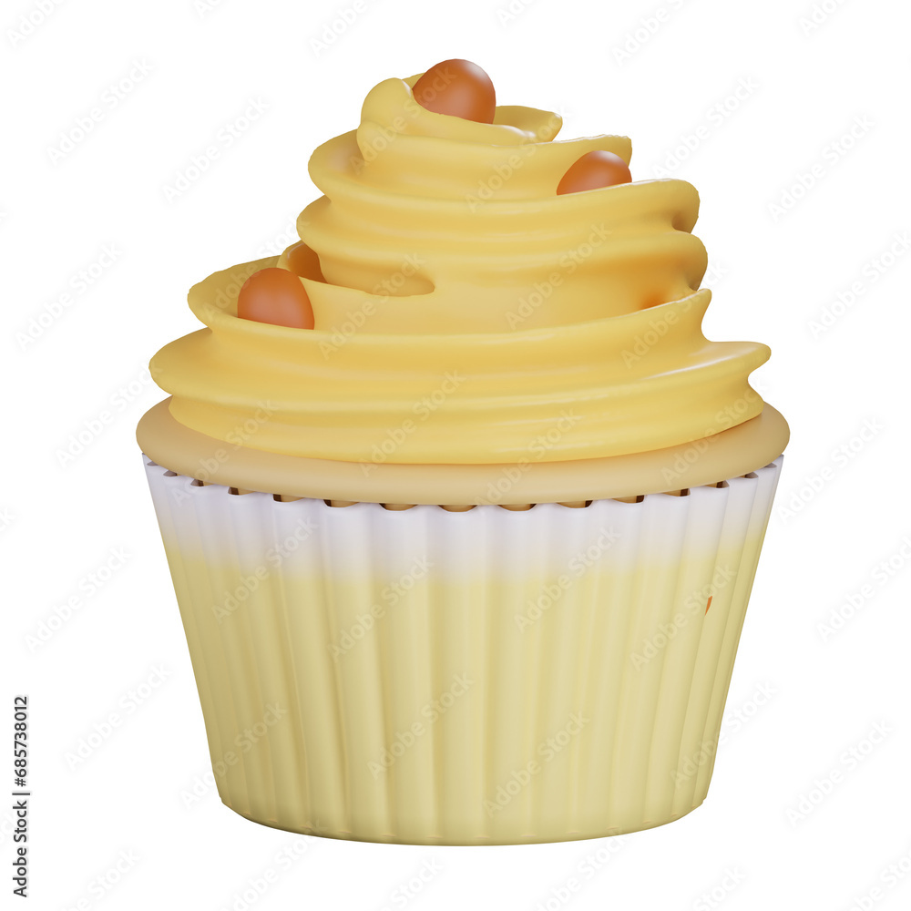 Almond cupcake 3d Icon