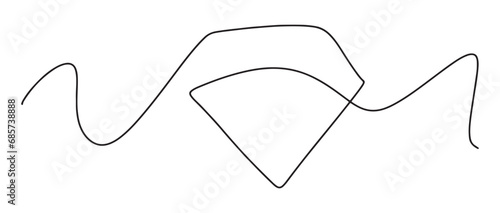 illustration of a simple diamond. continuous one line art drawing.
