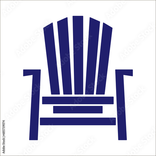 Adirondack deck chair vector icon. Summer vacation and seaside resort symbol.