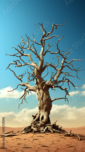Trees dying in dry areas because of climate change and global warming  global warming concept.