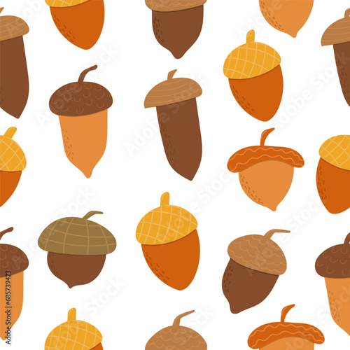 Seamless pattern hidden under a clipping mask. Acorn. Forest.