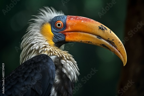 Colorful Hornbill bird. Sumatra fauna bill. Generate Ai