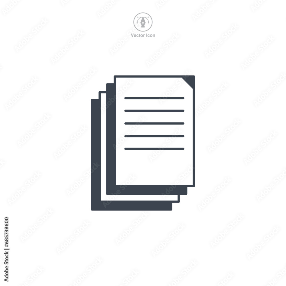 Document Multiple Pages Icon symbol vector illustration isolated on white background Document Multiple Pages Icon symbol vector illustration isolated on white background
