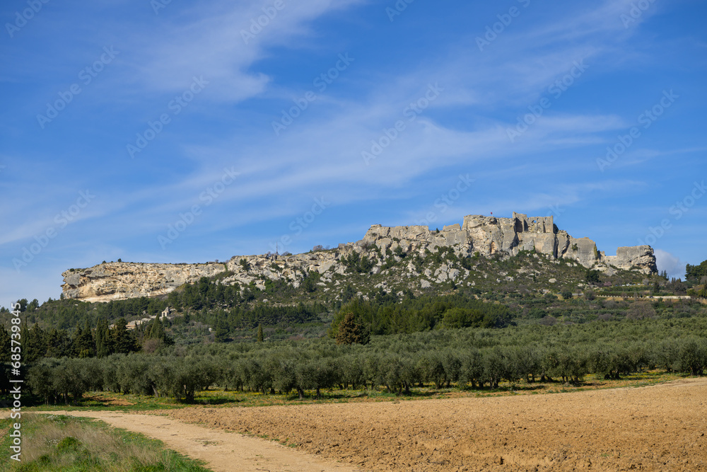 The massive rock of Les Baux de Provence