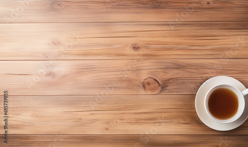 a white plate and a cup on a wooden table