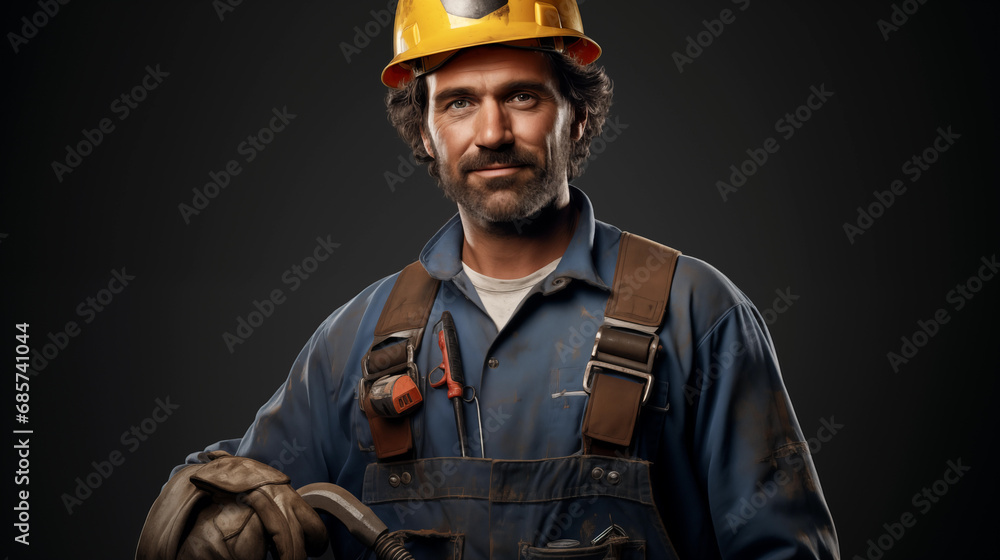 Fototapeta premium Middle aged professional workman. Generative AI