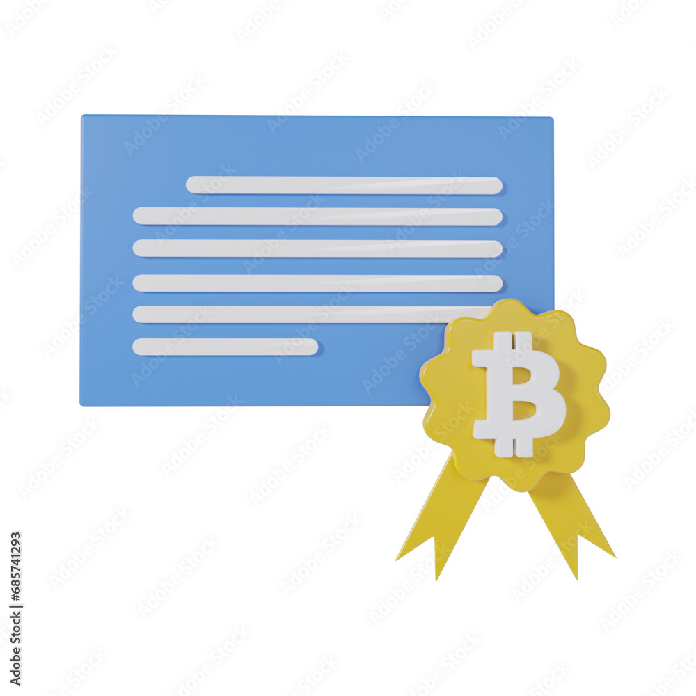 Bitcoin Financial Certificate 3d illustration Bitcoin Financial Certificate 3d illustration