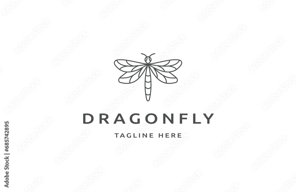 Dragonfly line logo design template flat vector Dragonfly line logo design template flat vector