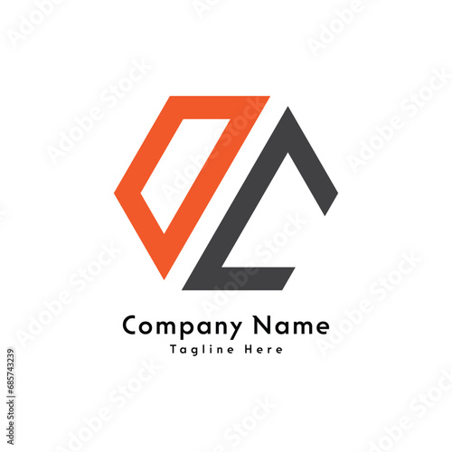 DC letter Polygon shape logo design icon