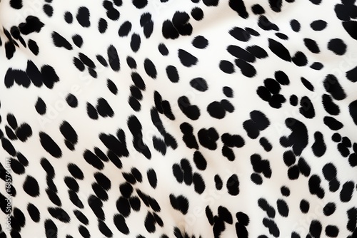 a close up of a black and white spotted animal skin