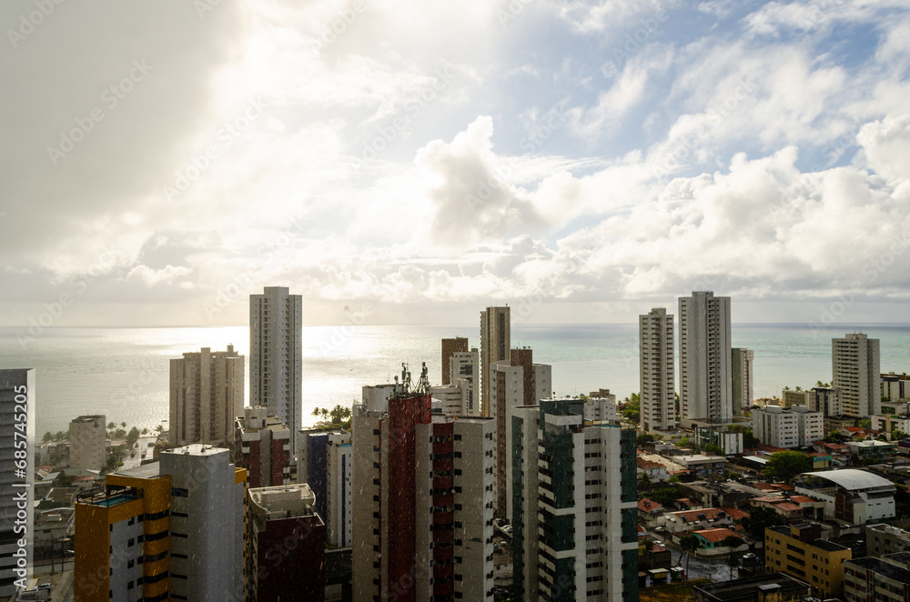 Apartment Buildings in Candeias, Brazil on a cloudy and rainy morning in direction of the Sea. Apartment Buildings in Candeias, Brazil on a cloudy and rainy morning in direction of the Sea.