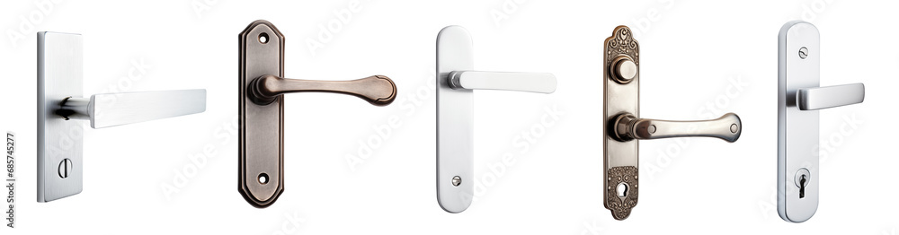 door knob handle set - various colors, models, shapes - contemporary and retro, vintage - obrazy, fototapety, plakaty 