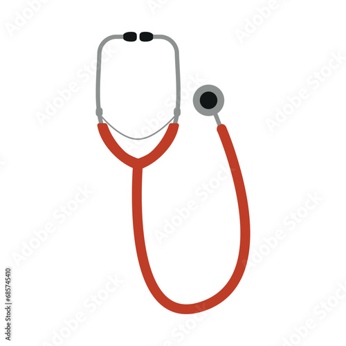 A stethoscope is a doctor's tool for diagnosing the sounds of the heart, lungs and other organs. Vector illustration on a white background isolated. 