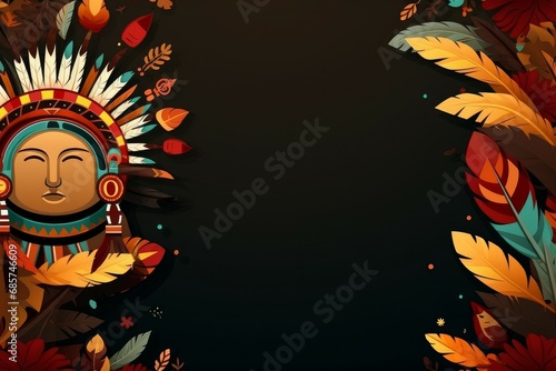 Symbolic Indigenous people day old banner. People travel. Generate Ai