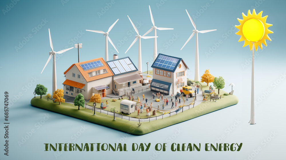 International Day of Clean Energy Poster, in Miniature Style
