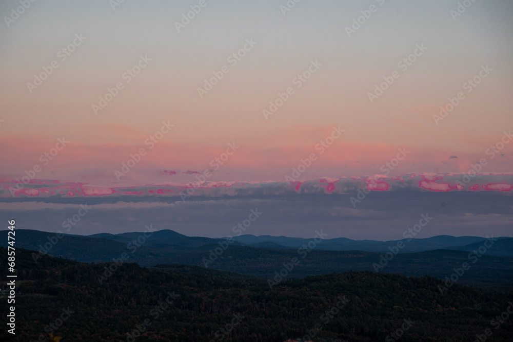 Sunset over the white mountains New Hampshire