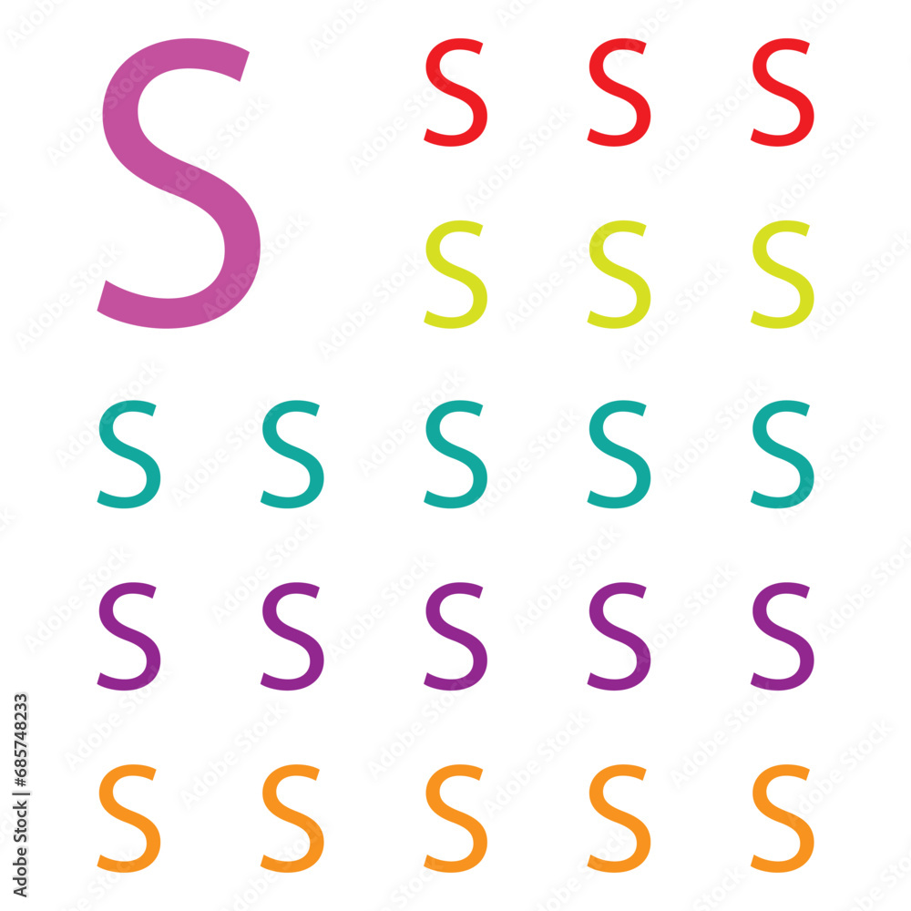 Colorful Letters s isolated on white background. Alphabet Letter s Colorful. Vector Illustration. Colorful Letters s isolated on white background. Alphabet Letter s Colorful. Vector Illustration.