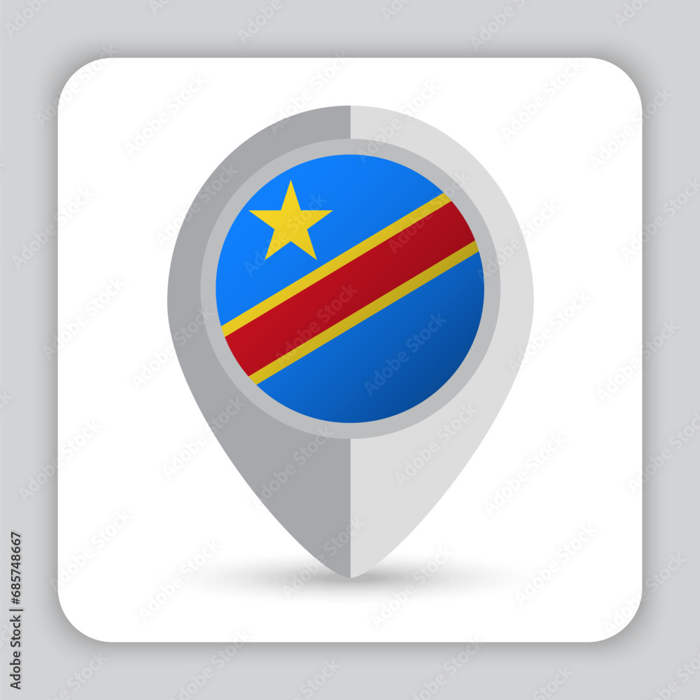 Democratic Republic of the Congo Flag Pin Map Icon Democratic Republic of the Congo Flag Pin Map Icon