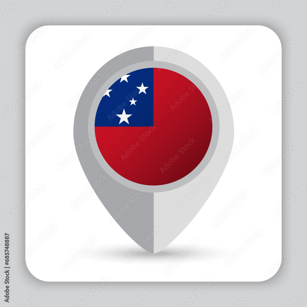 Fototapeta premium Samoa Flag Pin Map Icon