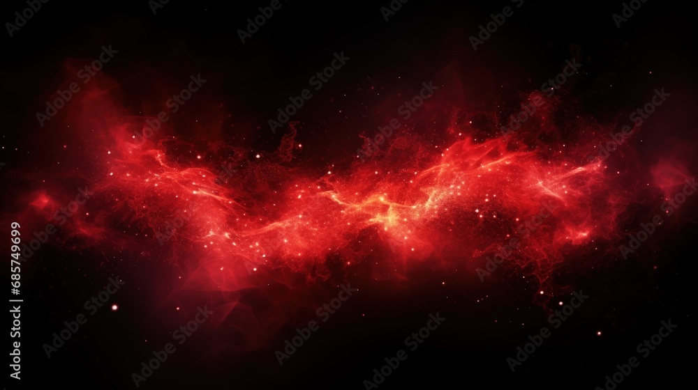 Fire embers particles over black background. Fire sparks background. Abstract dark glitter fire particles lights, generative ai - obrazy, fototapety, plakaty 