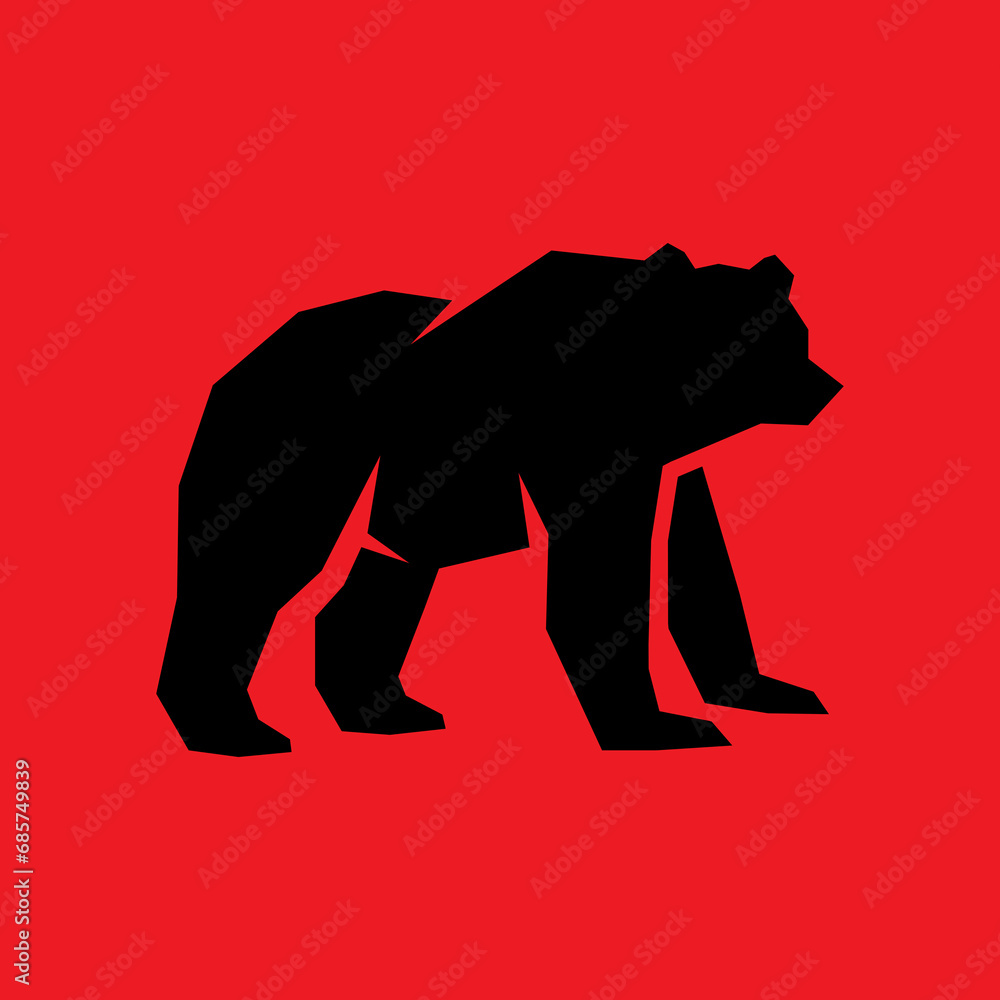 Bear as a logo design. Illustration of a bear as a logo design on a red background Bear as a logo design. Illustration of a bear as a logo design on a red background