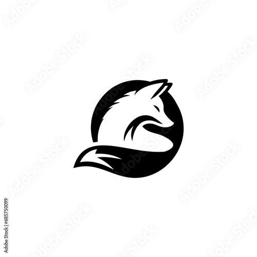 Round Fox And Wolf Animal Silhouette Mascot Logo