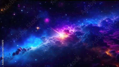 Space galaxy colorful supernova star background, universe magic starry sky, gas cloud in deep outer cosmos photo