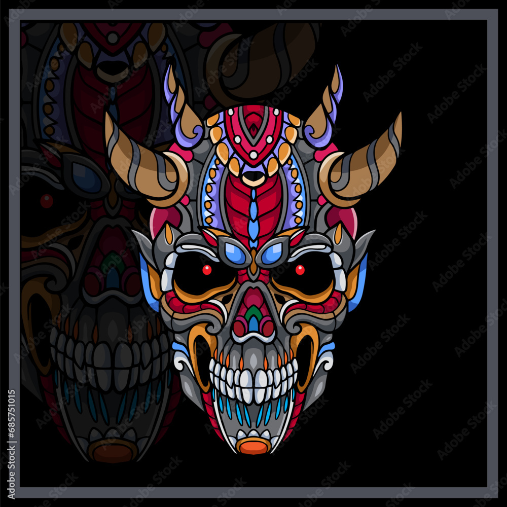 Colorful Red Devil mandala arts. Colorful Red Devil mandala arts.