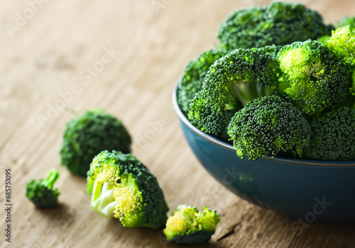 Fresh raw broccoli in bowl