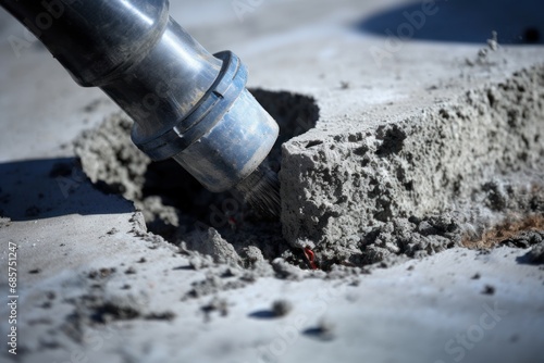 Heavy Jackhammer concrete. Ground tool work. Generate Ai