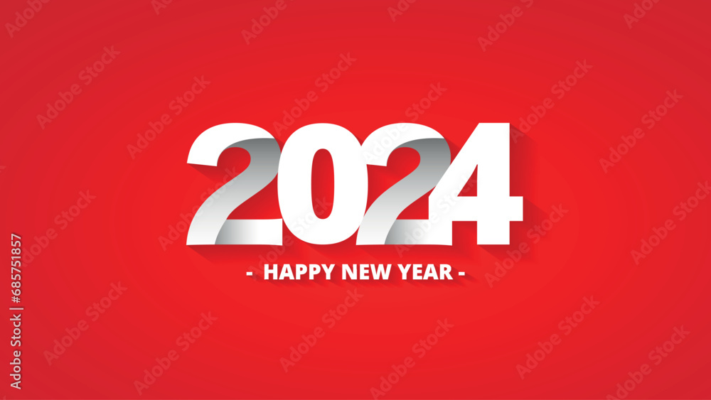 Happy New Year 2024 red and white text design, vector Happy New Year 2024 red and white text design, vector
