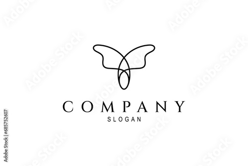 Abstract butterfly line art logo design